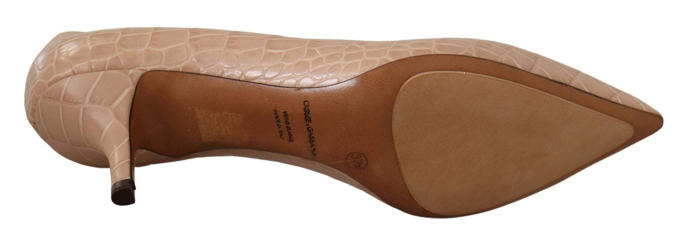 Dolce & Gabbana Beige Leather Pointed Heels Pumps Beige, Dolce & Gabbana, EU36.5/US6, EU36/US5.5, EU37.5/US7, EU38.5/US8, EU38/US7.5, EU39.5/US9, EU39/US8.5, EU40/US9.5, EU41/US10.5, feed-1, Pumps - Women - Shoes at SEYMAYKA