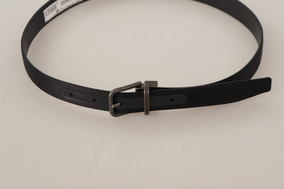 Dolce & Gabbana Black Calfskin Leather Vintage Metal Buckle Belt