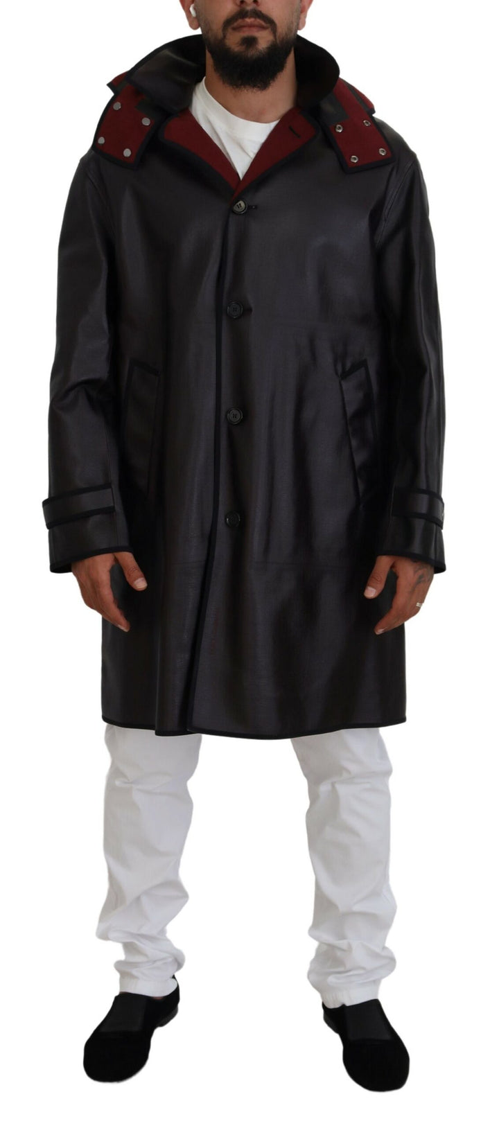 Dolce & Gabbana Black Trench Hooded Parka Cotton Jacket