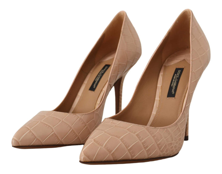 Dolce & Gabbana Beige Leather Bellucci Heels Pumps Beige, Dolce & Gabbana, EU36.5/US6, EU36/US5.5, EU37.5/US7, EU38.5/US8, EU38/US7.5, EU39.5/US9, EU40.5/US10, feed-1, Pumps - Women - Shoes at SEYMAYKA