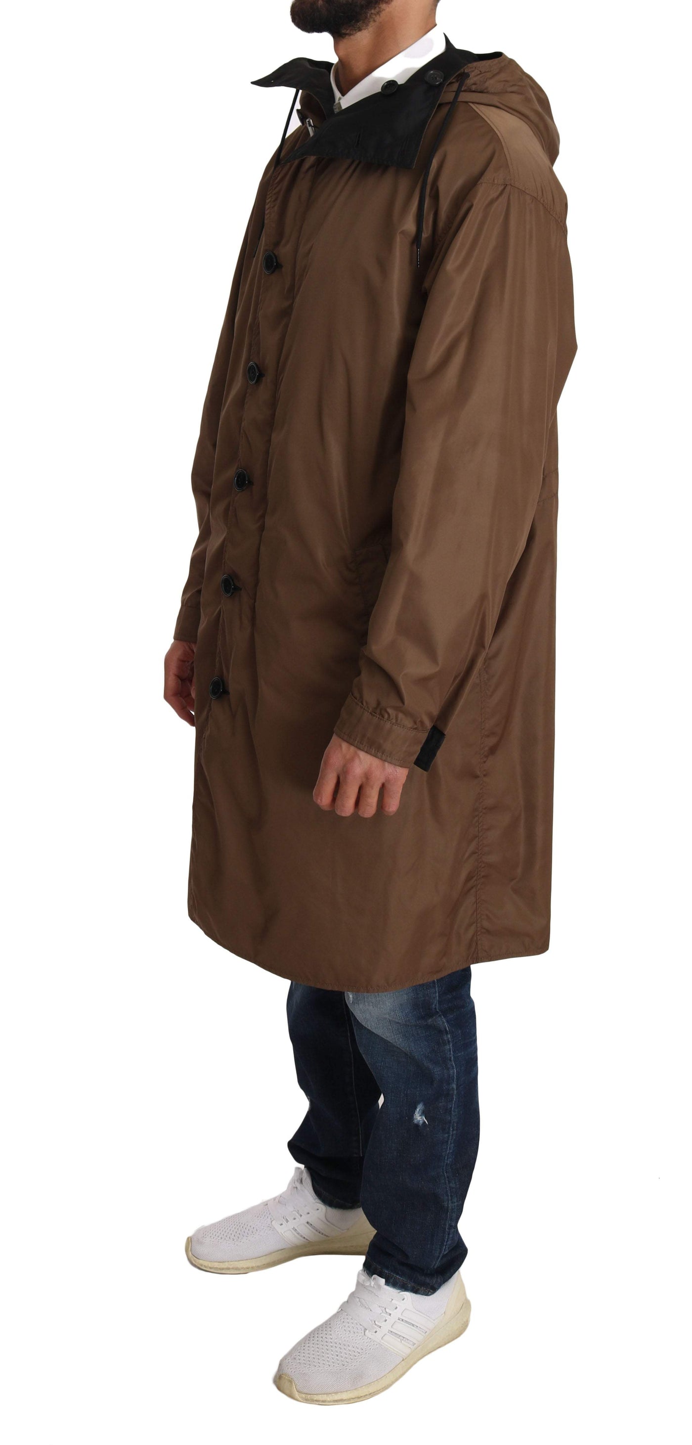 Dolce & Gabbana  Black Brown Hooded Reversible Raincoat #men, Black, Brand_Dolce & Gabbana, Catch, Dolce & Gabbana, feed-agegroup-adult, feed-color-black, feed-gender-male, feed-size-IT46 | S, Gender_Men, IT46 | S, Jackets - Men - Clothing, Kogan, Men - New Arrivals at SEYMAYKA