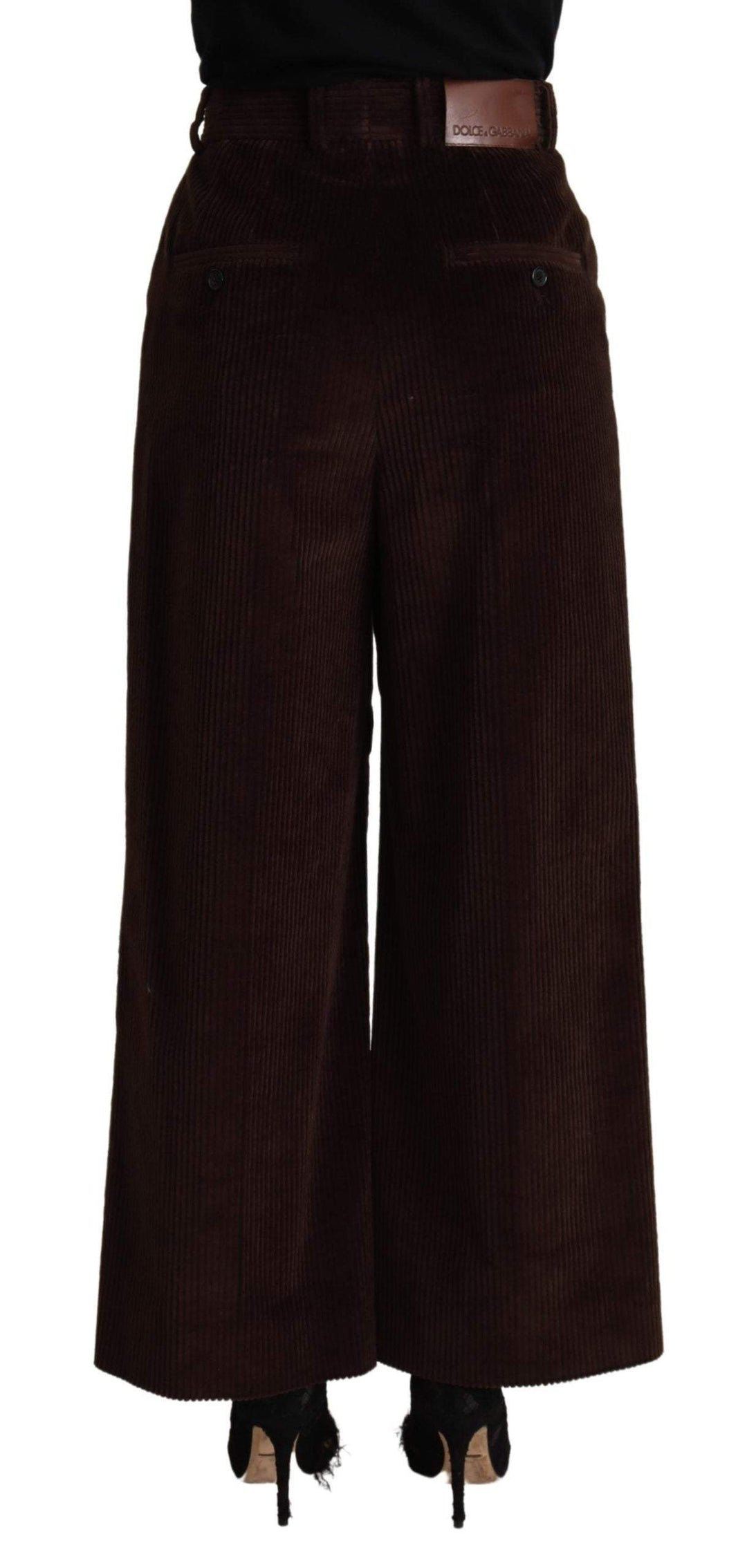 Dolce & Gabbana Black Cotton High Waist Trouser Wide Leg Pants Black, Dolce & Gabbana, feed-1, IT40|S, Jeans & Pants - Women - Clothing at SEYMAYKA