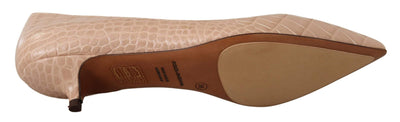 Dolce & Gabbana Beige Leather Kitten Heels Pumps Beige, Dolce & Gabbana, EU36.5/US6, EU36/US5.5, EU37.5/US7, EU37/US6.5, EU38.5/US8, EU38/US7.5, EU39.5/US9, EU39/US8.5, EU40/US9.5, feed-1, Pumps - Women - Shoes at SEYMAYKA