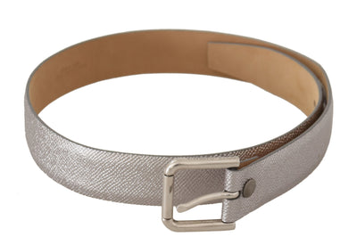 Dolce & Gabbana Metallic Silver Leather Metal Waist Buckle Belt