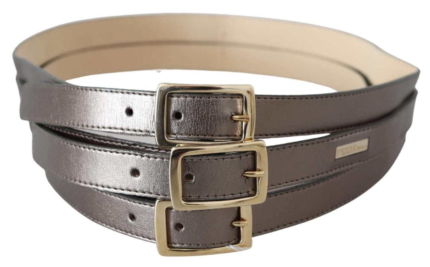 GF Ferre Bronze Gold Chrome Metal Buckle Belt #women, 90 cm / 36 Inches, Accessories - New Arrivals, Belts - Women - Accessories, feed-agegroup-adult, feed-color-silver, feed-gender-female, GF Ferre, Silver at SEYMAYKA