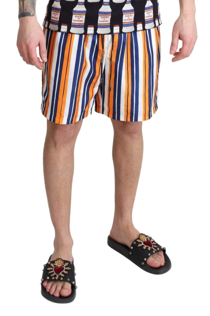 Dolce & Gabbana Multicolor Striped Beachwear Swimshorts #men, Dolce & Gabbana, feed-agegroup-adult, feed-color-Multicolor, feed-gender-male, IT4 | S, Men - New Arrivals, Multicolor, Swimwear - Men - Clothing at SEYMAYKA
