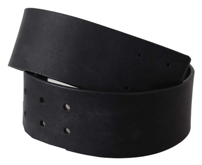 GF Ferre Black Genuine Leather Wide Logo Waist Belt #women, 60 cm / 24 Inches, Accessories - New Arrivals, Belts - Women - Accessories, Black, feed-agegroup-adult, feed-color-black, feed-gender-female, GF Ferre at SEYMAYKA