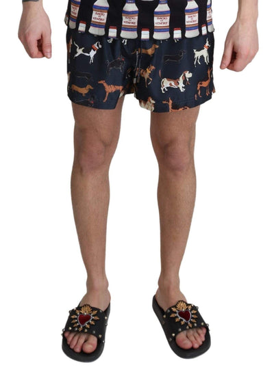 Dolce & Gabbana Blue Dog Print Beachwear Shorts Men Swimwear #men, Blue, Dolce & Gabbana, feed-agegroup-adult, feed-color-Blue, feed-gender-male, IT4 | S, Men - New Arrivals, Swimwear - Men - Clothing at SEYMAYKA