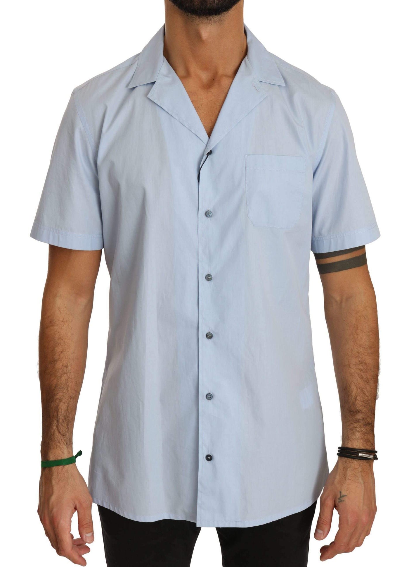 Dolce & Gabbana Blue Short Sleeve 100% Cotton Top Shirt #men, Blue, Brand_Dolce & Gabbana, Dolce & Gabbana, feed-agegroup-adult, feed-color-blue, feed-gender-male, feed-size-IT40 | M, Gender_Men, IT40 | M, Men - New Arrivals, Shirts - Men - Clothing at SEYMAYKA