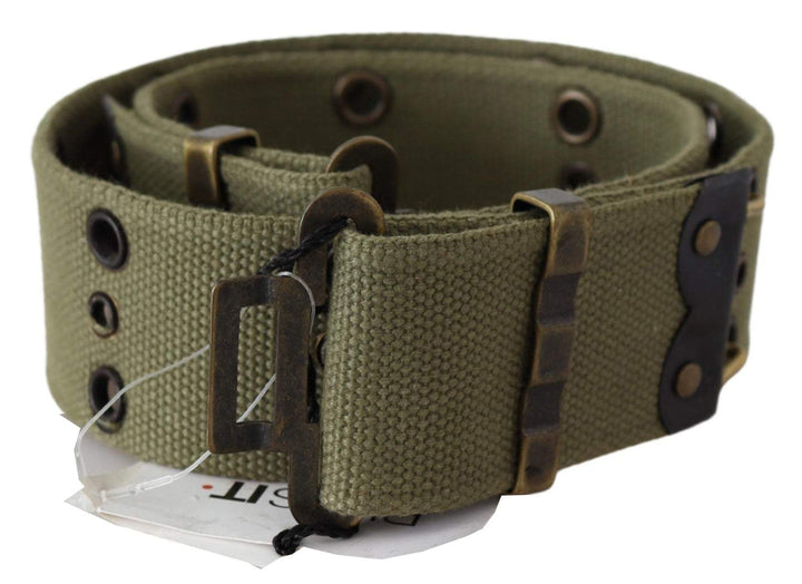 Ermanno Scervino Green 100% Cotton Rustic Bronze Buckle Belt #women, 85 cm / 34 Inches, Accessories - New Arrivals, Belts - Women - Accessories, Ermanno Scervino, feed-agegroup-adult, feed-color-green, feed-gender-female, Green at SEYMAYKA