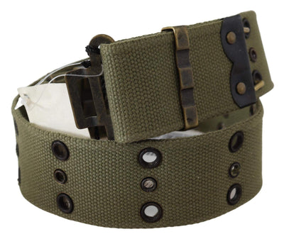 Ermanno Scervino Green 100% Cotton Rustic Bronze Buckle Belt #women, 85 cm / 34 Inches, Accessories - New Arrivals, Belts - Women - Accessories, Ermanno Scervino, feed-agegroup-adult, feed-color-green, feed-gender-female, Green at SEYMAYKA