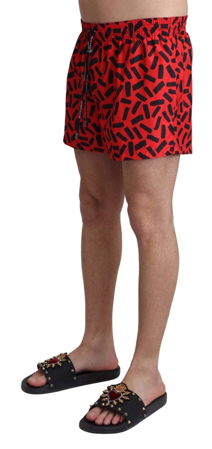 Dolce & Gabbana Red Patterned Beachwear Shorts Swimwear #men, Dolce & Gabbana, feed-agegroup-adult, feed-color-Red, feed-gender-male, IT4 | S, Men - New Arrivals, Red, Swimwear - Men - Clothing at SEYMAYKA