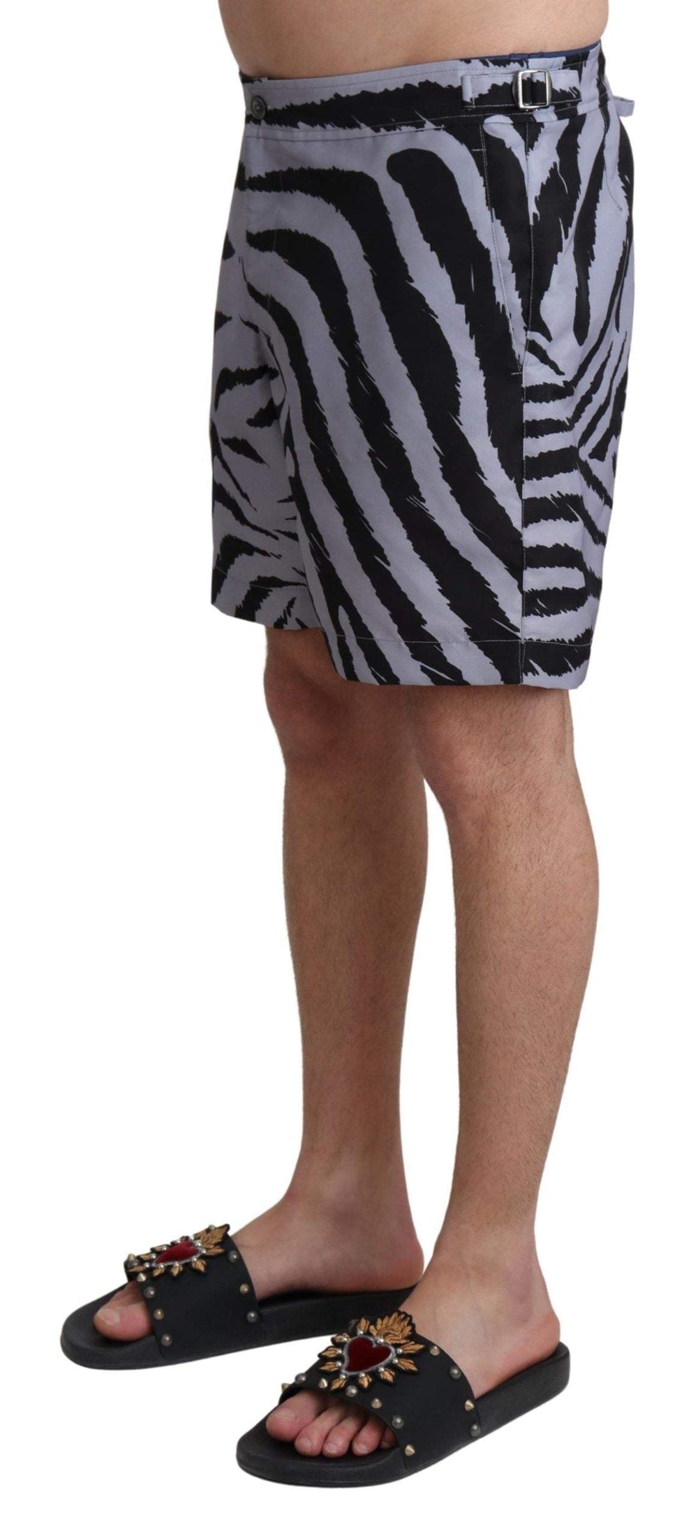Dolce & Gabbana Gray Zebra Print Beachwear Shorts #men, Dolce & Gabbana, feed-agegroup-adult, feed-color-Gray, feed-gender-male, Gray, IT4 | S, Men - New Arrivals, Swimwear - Men - Clothing at SEYMAYKA