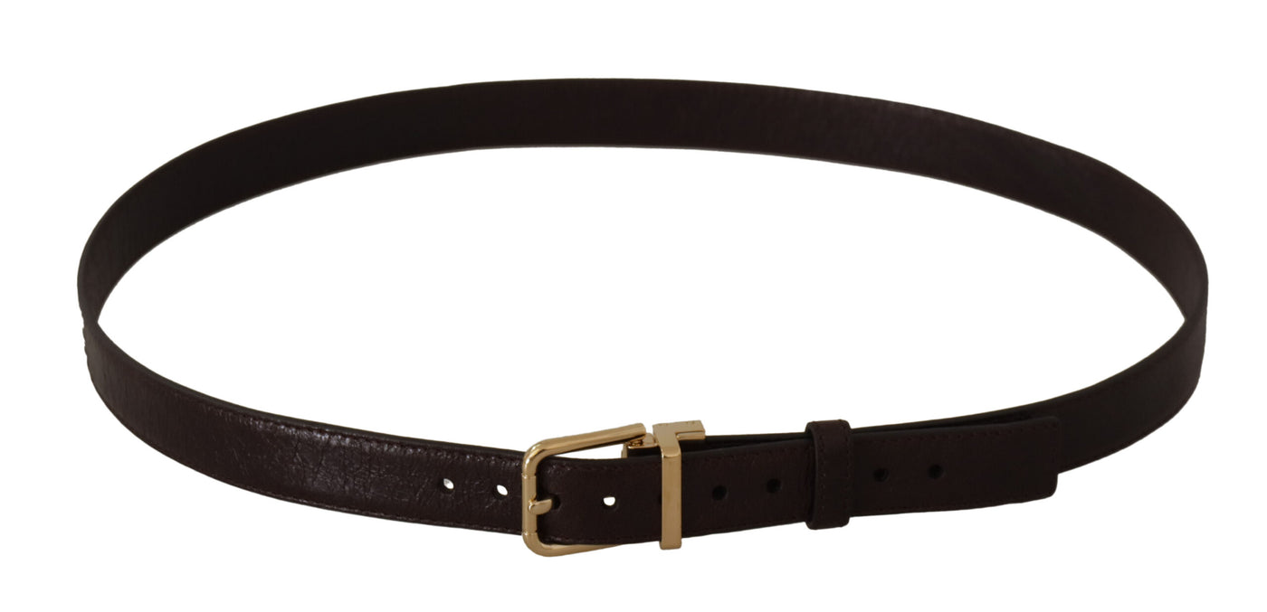 Dolce & Gabbana Brown Leather Gold Metal Buckle Belt