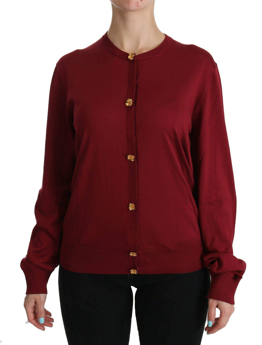 Dolce & Gabbana  Red Silk Long Sleeve Cardigan Sweater #women, Brand_Dolce & Gabbana, Catch, Dolce & Gabbana, feed-agegroup-adult, feed-color-red, feed-gender-female, feed-size-IT50 | XXL, Gender_Women, IT50 | XXL, Kogan, Red, Sweaters - Women - Clothing, Women - New Arrivals at SEYMAYKA