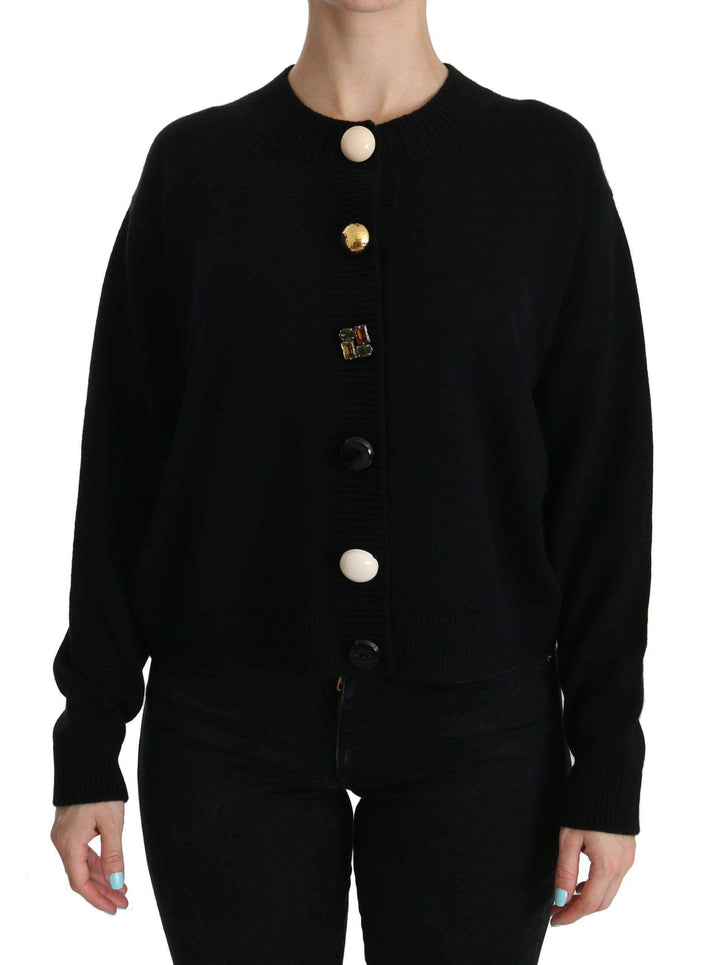 Dolce & Gabbana  Black Button Embellished Cardigan Sweater #women, Black, Brand_Dolce & Gabbana, Catch, Dolce & Gabbana, feed-agegroup-adult, feed-color-black, feed-gender-female, feed-size-IT40|S, Gender_Women, IT40|S, Kogan, Sweaters - Women - Clothing, Women - New Arrivals at SEYMAYKA