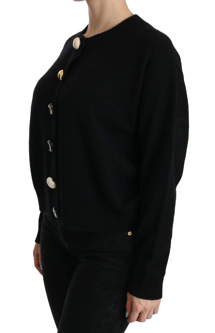 Dolce & Gabbana  Black Button Embellished Cardigan Sweater #women, Black, Brand_Dolce & Gabbana, Catch, Dolce & Gabbana, feed-agegroup-adult, feed-color-black, feed-gender-female, feed-size-IT40|S, Gender_Women, IT40|S, Kogan, Sweaters - Women - Clothing, Women - New Arrivals at SEYMAYKA