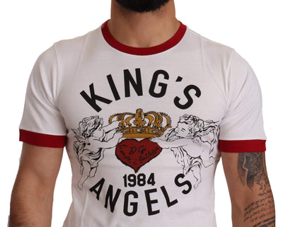 Dolce & Gabbana White Kings Angels Print Cotton T-shirt #men, Dolce & Gabbana, feed-agegroup-adult, feed-color-White, feed-gender-male, IT44 | XS, T-Shirts - Men - Clothing, White at SEYMAYKA