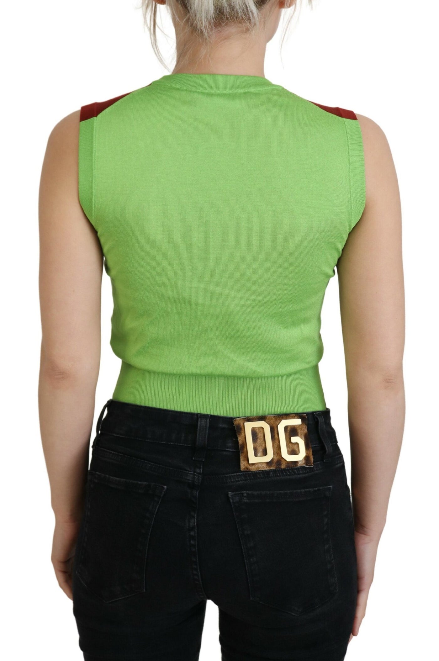 Dolce & Gabbana Red Green DG Logo Sleeveless Pullover Top