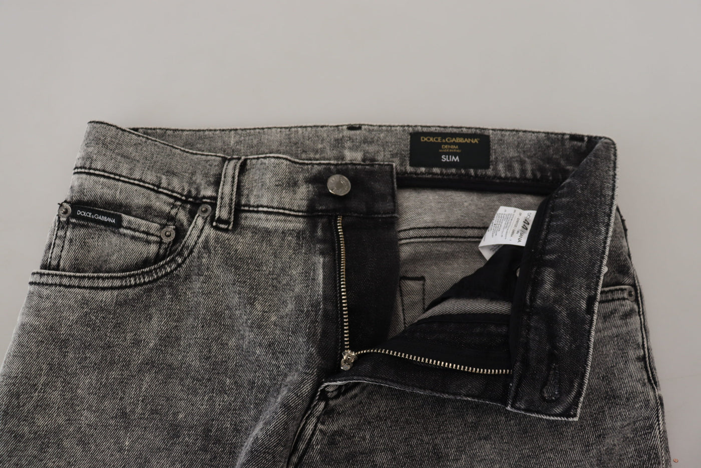 Dolce & Gabbana Gray Washed Cotton Low Waist Denim Jeans