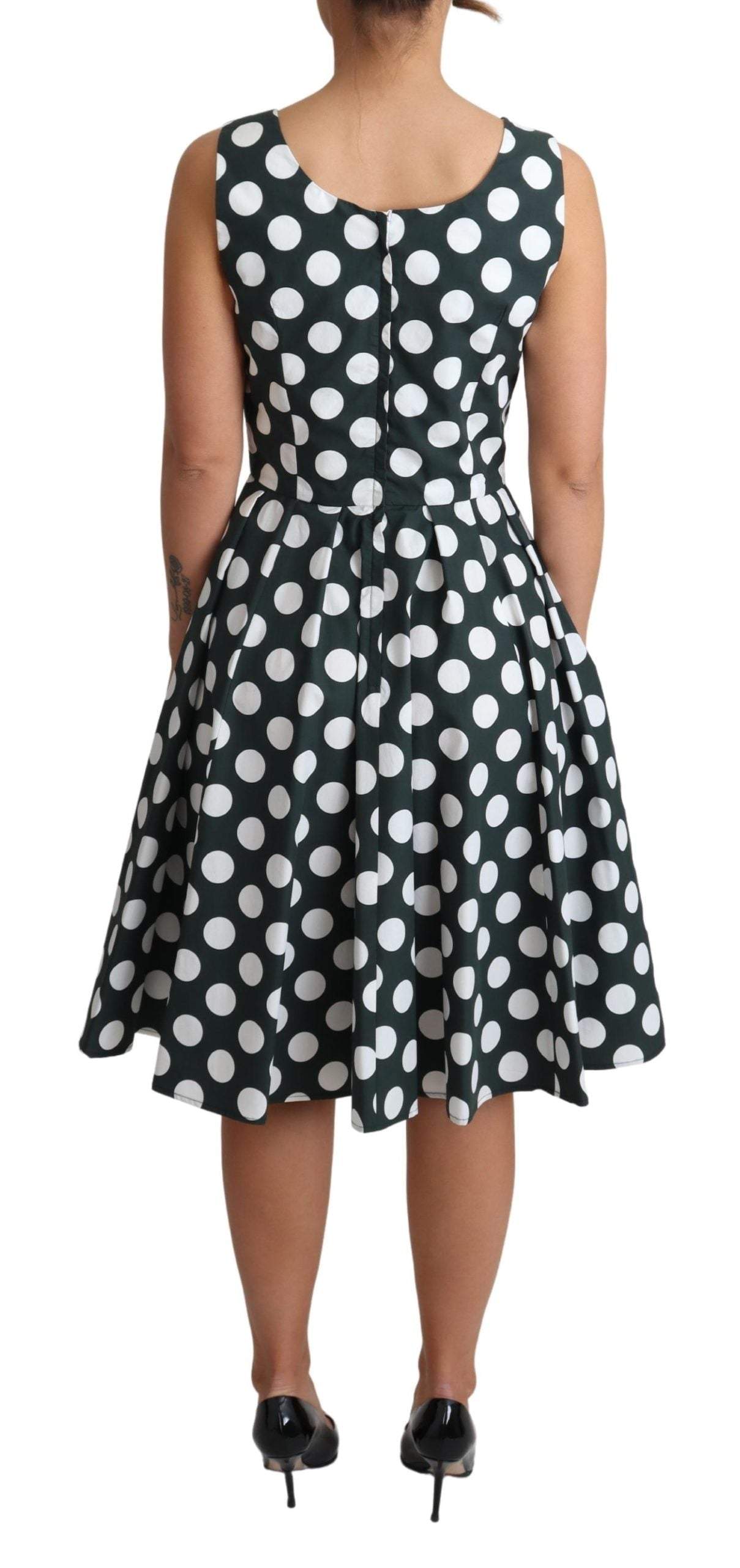 Dolce & Gabbana Green Polka Dotted Cotton A-Line Dress #women, Dolce & Gabbana, Dresses - Women - Clothing, feed-agegroup-adult, feed-color-Green, feed-gender-female, Green, IT40|S, IT42|M, IT44|L, IT46|XL, Women - New Arrivals at SEYMAYKA