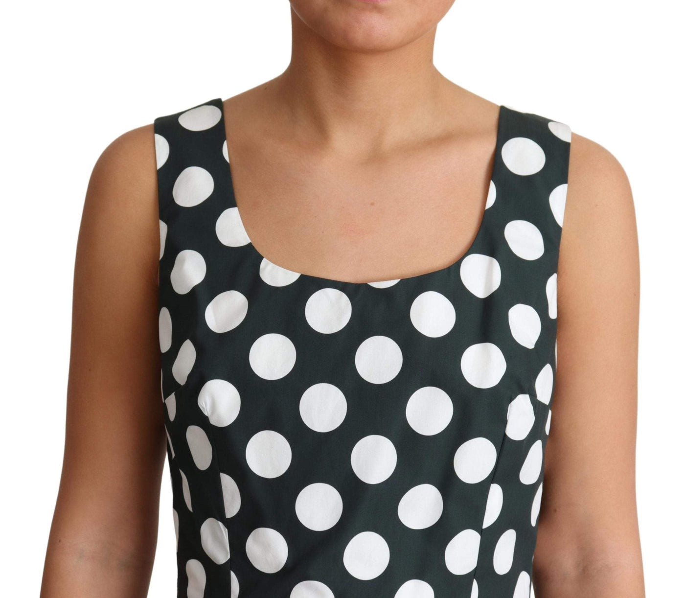Dolce & Gabbana Green Polka Dotted Cotton A-Line Dress #women, Dolce & Gabbana, Dresses - Women - Clothing, feed-agegroup-adult, feed-color-Green, feed-gender-female, Green, IT40|S, IT42|M, IT44|L, IT46|XL, Women - New Arrivals at SEYMAYKA
