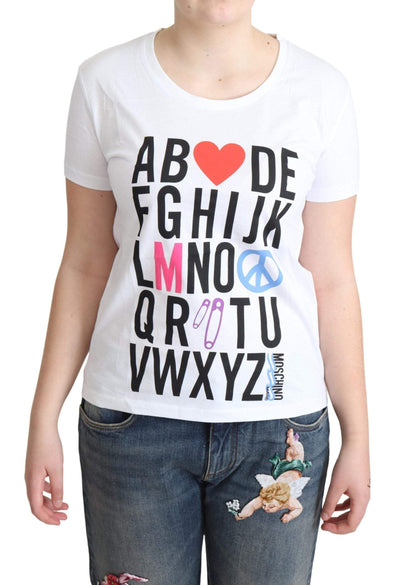 Moschino White Cotton Alphabet Letter Print Tops T-shirt #women, feed-agegroup-adult, feed-color-White, feed-gender-female, IT42|M, IT44|L, Moschino, Tops & T-Shirts - Women - Clothing, White, Women - New Arrivals at SEYMAYKA