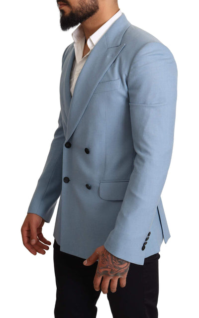 Dolce & Gabbana Blue Cashmere Silk Slim Fit Blazer Jacket #men, Blazers - Men - Clothing, Blue, Dolce & Gabbana, feed-agegroup-adult, feed-color-Blue, feed-gender-male, IT48 | M at SEYMAYKA