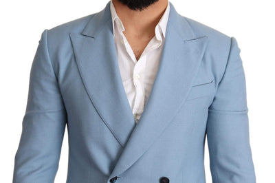 Dolce & Gabbana Blue Cashmere Silk Slim Fit Blazer Jacket #men, Blazers - Men - Clothing, Blue, Dolce & Gabbana, feed-agegroup-adult, feed-color-Blue, feed-gender-male, IT48 | M at SEYMAYKA
