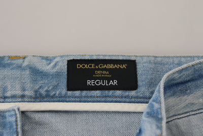 Dolce & Gabbana Light Blue Cotton Tattered Casual Denim Jeans