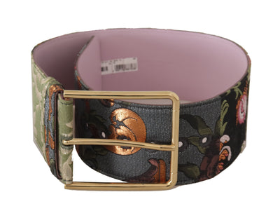 Dolce & Gabbana Multicolor Leather Embroidered Gold Metal Buckle Belt