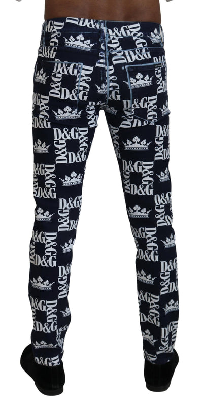 Dolce & Gabbana Blue Cotton DG Crown Skinny Denim Jeans