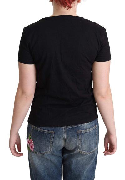 Moschino Black Printed Cotton Short Sleeves T-shirt #women, Black, feed-agegroup-adult, feed-color-Black, feed-gender-female, IT40|S, IT42|M, IT44|L, IT46|XL, Miu Miu, Tops & T-Shirts - Women - Clothing, Women - New Arrivals at SEYMAYKA