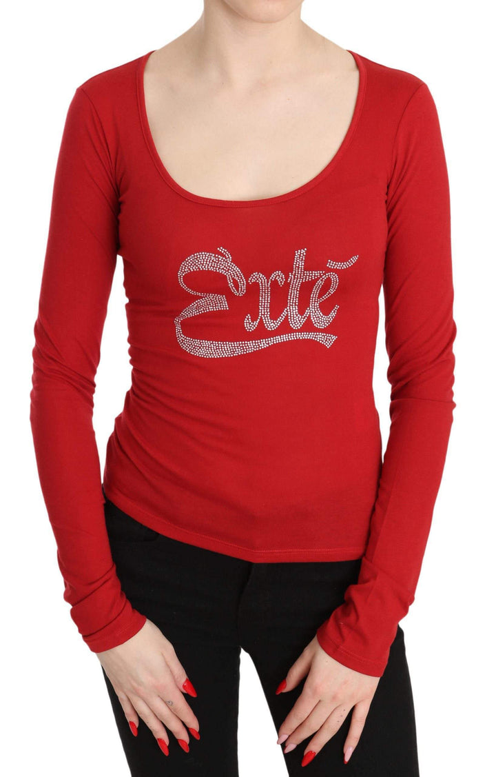 Exte   Crystal Embellished Long Sleeve Top Blouse #women, Catch, Exte, feed-agegroup-adult, feed-color-red, feed-gender-female, feed-size-IT38|XS, feed-size-IT40|S, feed-size-IT42|M, feed-size-IT44|L, Gender_Women, IT38|XS, IT40|S, IT42|M, IT44|L, Kogan, Red, Tops & T-Shirts - Women - Clothing, Women - New Arrivals at SEYMAYKA