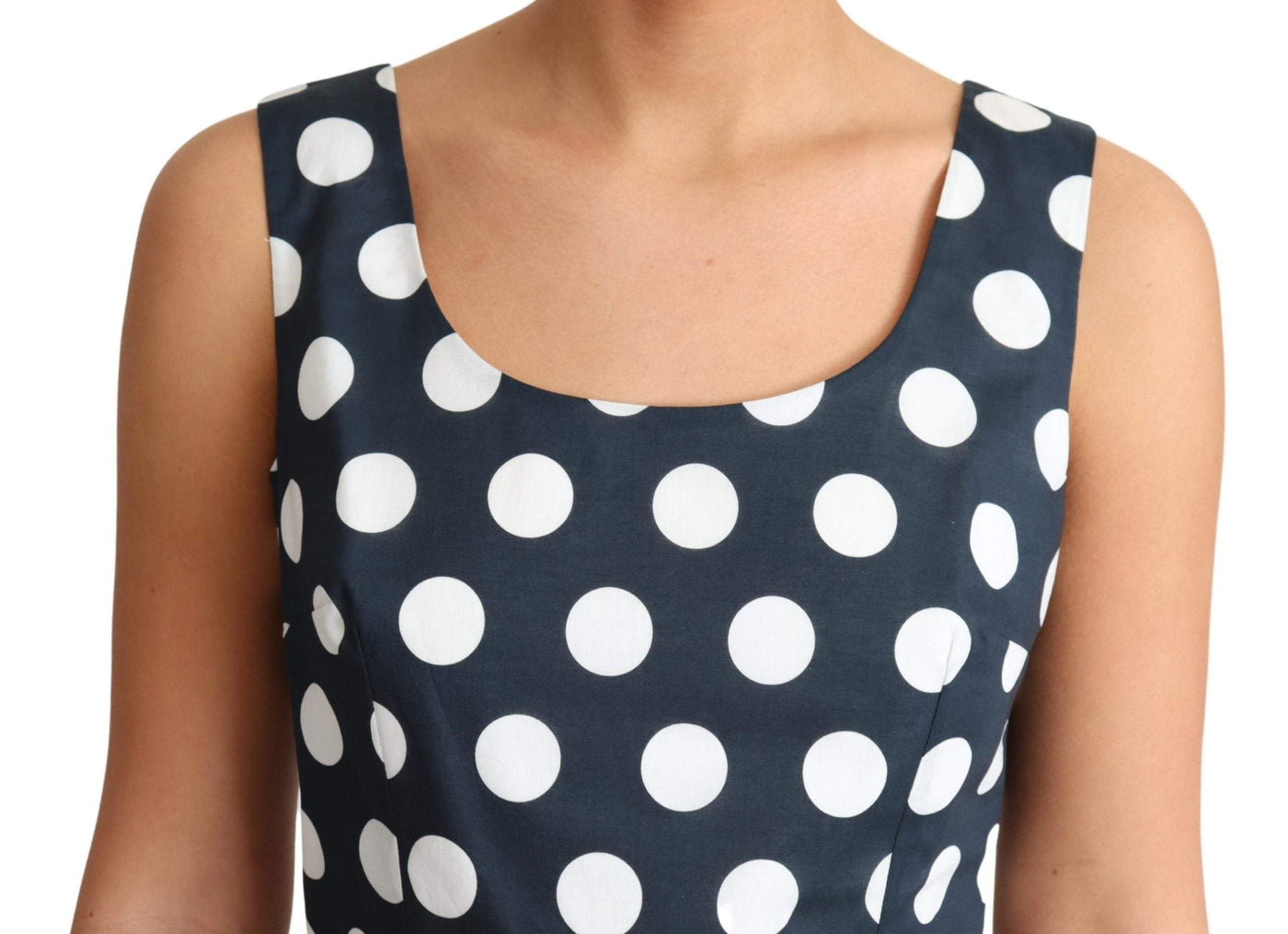 Dolce & Gabbana Blue Polka Dotted Cotton A-Line Dress #women, Blue, Dolce & Gabbana, Dresses - Women - Clothing, feed-agegroup-adult, feed-color-Blue, feed-gender-female, IT38|XS, IT40|S, IT42|M, IT44|L, Women - New Arrivals at SEYMAYKA