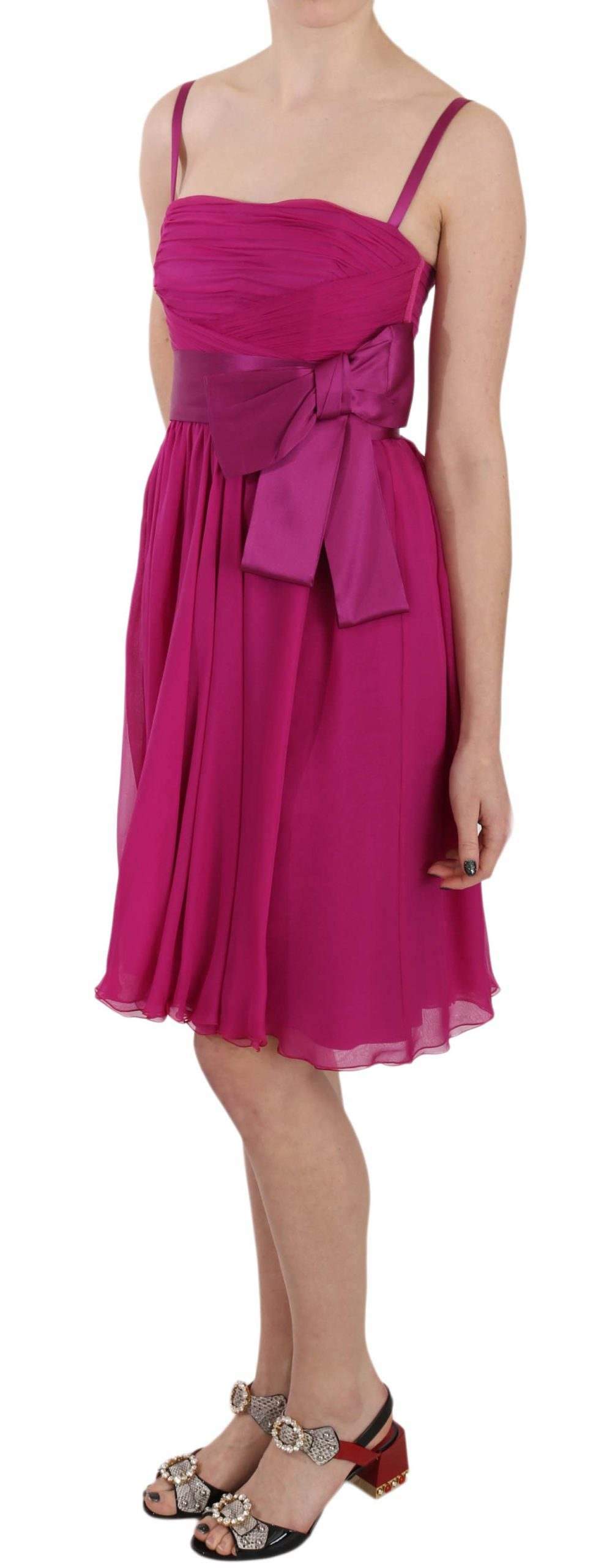 Dolce & Gabbana  Fuchsia Pink Bow Silk Sleeveless Dress #women, Brand_Dolce & Gabbana, Catch, Clothing_Dress, Dolce & Gabbana, Dresses - Women - Clothing, feed-agegroup-adult, feed-color-pink, feed-gender-female, feed-size-IT38|XS, Gender_Women, IT38|XS, Kogan, Pink, Women - New Arrivals at SEYMAYKA
