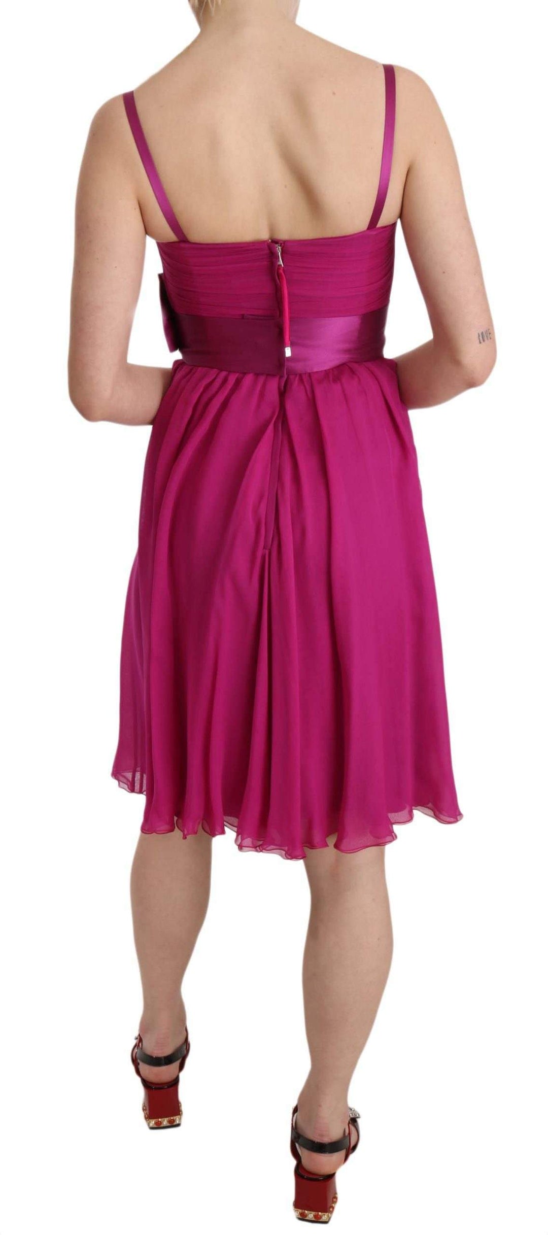 Dolce & Gabbana  Fuchsia Pink Bow Silk Sleeveless Dress #women, Brand_Dolce & Gabbana, Catch, Clothing_Dress, Dolce & Gabbana, Dresses - Women - Clothing, feed-agegroup-adult, feed-color-pink, feed-gender-female, feed-size-IT38|XS, Gender_Women, IT38|XS, Kogan, Pink, Women - New Arrivals at SEYMAYKA