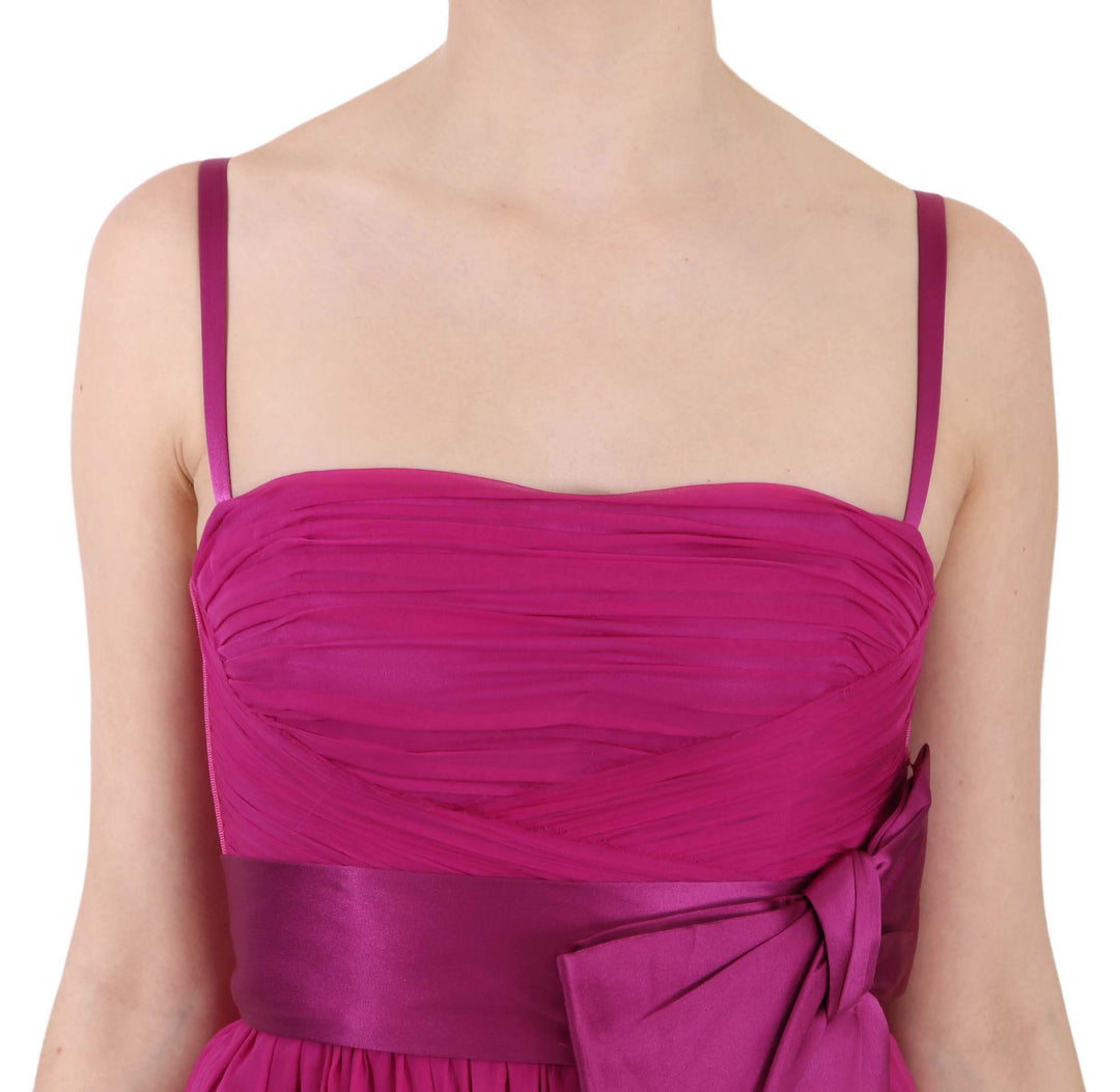 Dolce & Gabbana  Fuchsia Pink Bow Silk Sleeveless Dress #women, Brand_Dolce & Gabbana, Catch, Clothing_Dress, Dolce & Gabbana, Dresses - Women - Clothing, feed-agegroup-adult, feed-color-pink, feed-gender-female, feed-size-IT38|XS, Gender_Women, IT38|XS, Kogan, Pink, Women - New Arrivals at SEYMAYKA