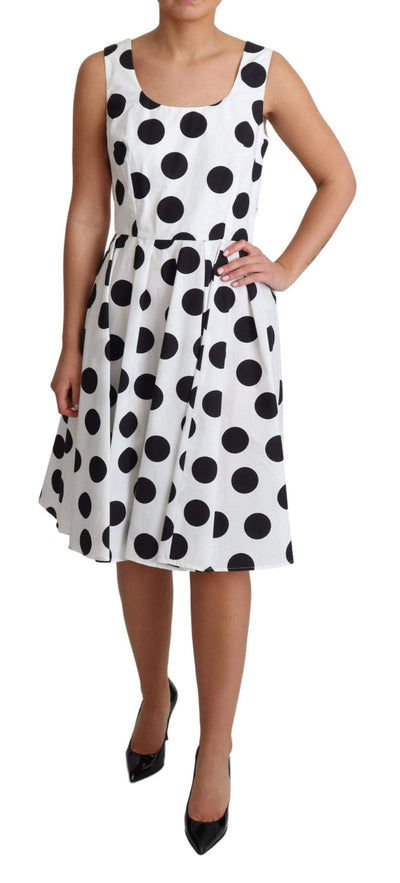 Dolce & Gabbana White Polka Dotted Cotton A-Line Dress #women, Dolce & Gabbana, Dresses - Women - Clothing, feed-agegroup-adult, feed-color-White, feed-gender-female, IT40|S, IT42|M, IT44|L, White, Women - New Arrivals at SEYMAYKA