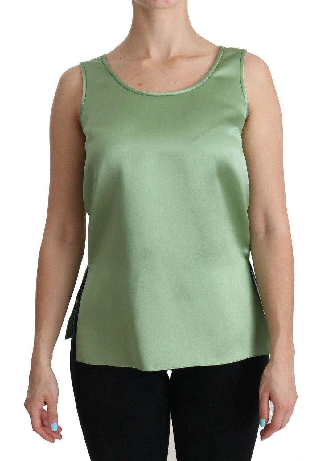 Dolce & Gabbana  Green Sleeveless 100% Silk Top Tank Blouse #women, Brand_Dolce & Gabbana, Catch, Dolce & Gabbana, feed-agegroup-adult, feed-color-green, feed-gender-female, feed-size-IT36 | XS, Gender_Women, Green, IT36 | XS, Kogan, Tops & T-Shirts - Women - Clothing, Women - New Arrivals at SEYMAYKA