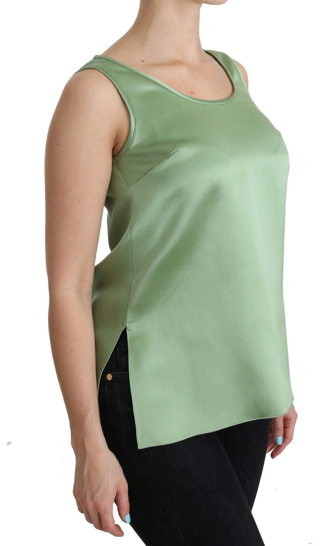 Dolce & Gabbana  Green Sleeveless 100% Silk Top Tank Blouse #women, Brand_Dolce & Gabbana, Catch, Dolce & Gabbana, feed-agegroup-adult, feed-color-green, feed-gender-female, feed-size-IT36 | XS, Gender_Women, Green, IT36 | XS, Kogan, Tops & T-Shirts - Women - Clothing, Women - New Arrivals at SEYMAYKA