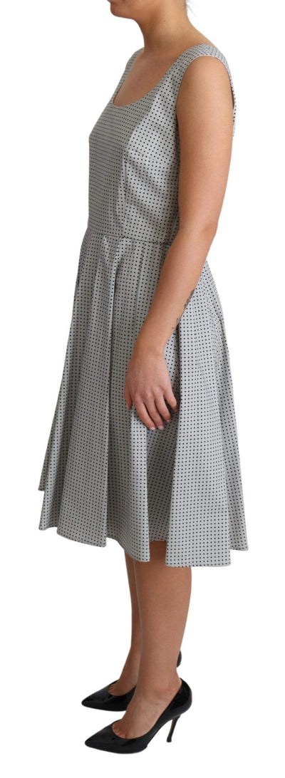 Dolce & Gabbana Gray Polka Dotted Cotton A-Line Dress #women, Dolce & Gabbana, Dresses - Women - Clothing, feed-agegroup-adult, feed-color-Gray, feed-gender-female, Gray, IT42|M, IT44|L, Women - New Arrivals at SEYMAYKA