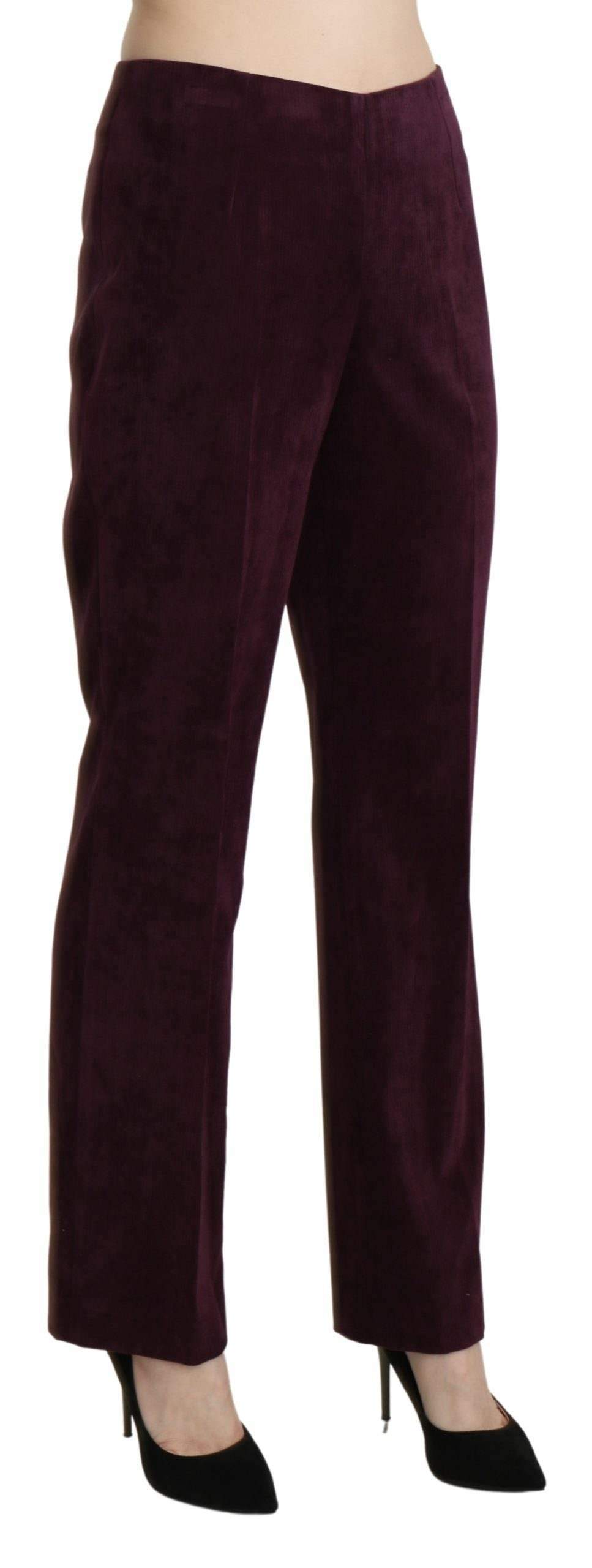BENCIVENGA Purple Suede High Waist Straight Trouser Pants #women, BENCIVENGA, feed-agegroup-adult, feed-color-purple, feed-gender-female, feed-size-IT42|M, feed-size-IT48|XXL, Gender_Women, IT42|M, IT48|XXL, Jeans & Pants - Women - Clothing, Purple, Women - New Arrivals at SEYMAYKA
