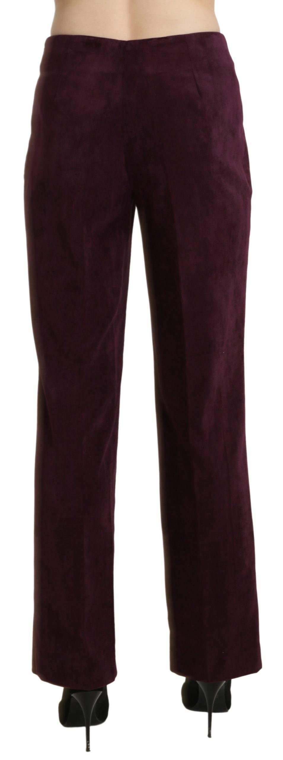 BENCIVENGA Purple Suede High Waist Straight Trouser Pants #women, BENCIVENGA, feed-agegroup-adult, feed-color-purple, feed-gender-female, feed-size-IT42|M, feed-size-IT48|XXL, Gender_Women, IT42|M, IT48|XXL, Jeans & Pants - Women - Clothing, Purple, Women - New Arrivals at SEYMAYKA