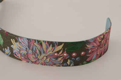 Dolce & Gabbana Multicolor Leather Floral Embroid Logo Buckle Belt
