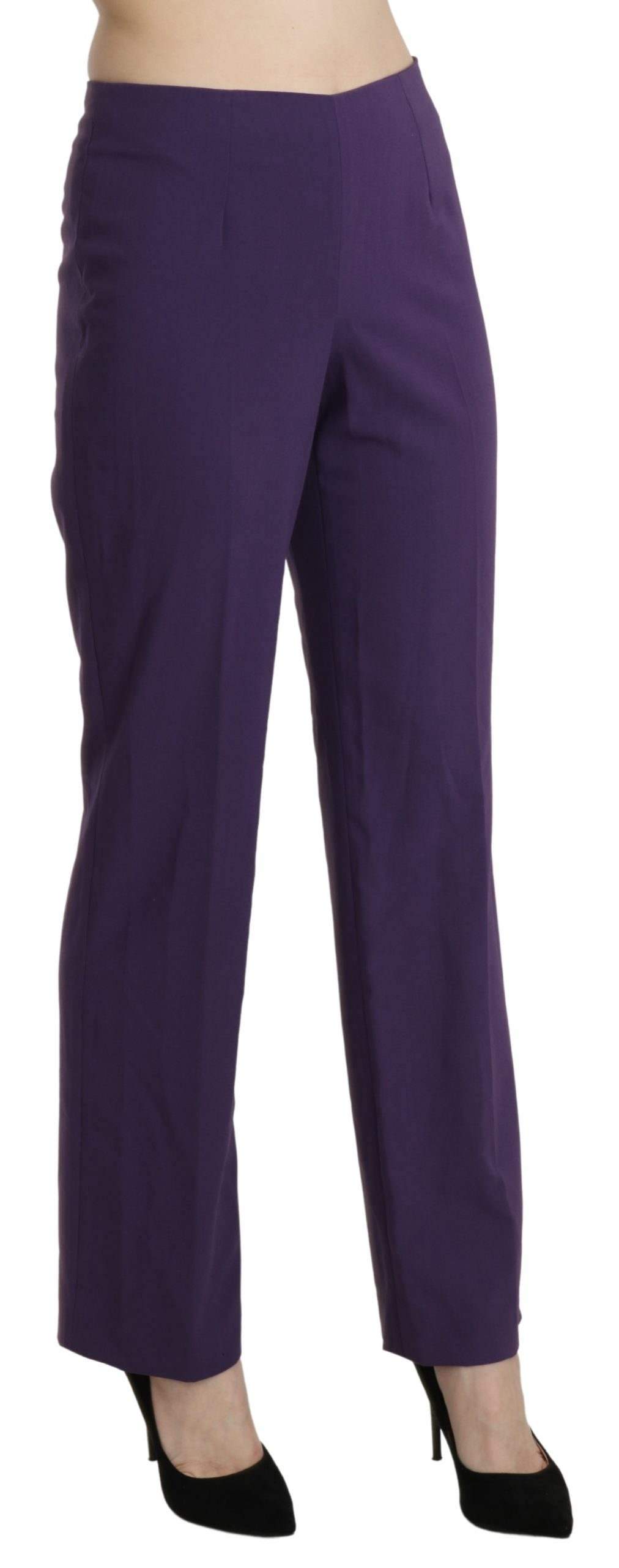 BENCIVENGA Purple High Waist Straight Dress Trouser Pants #women, BENCIVENGA, feed-agegroup-adult, feed-color-violet, feed-gender-female, feed-size-IT42|M, Gender_Women, IT42|M, Jeans & Pants - Women - Clothing, Violet, Women - New Arrivals at SEYMAYKA