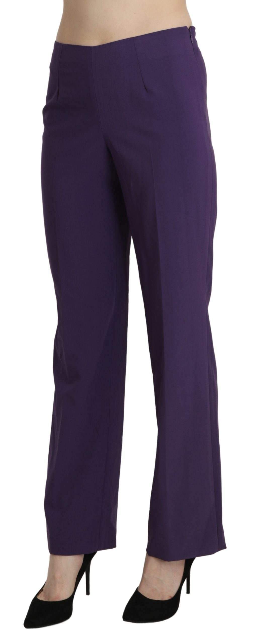 BENCIVENGA Purple High Waist Straight Dress Trouser Pants #women, BENCIVENGA, feed-agegroup-adult, feed-color-violet, feed-gender-female, feed-size-IT42|M, Gender_Women, IT42|M, Jeans & Pants - Women - Clothing, Violet, Women - New Arrivals at SEYMAYKA