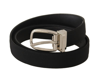 Dolce & Gabbana Belt Black Calf Leather Silver Tone Metal Buckle