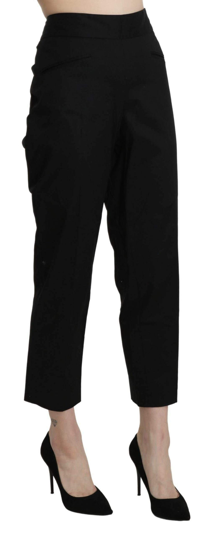 BENCIVENGA  High Waist Straight Cropped Dress Pants #women, BENCIVENGA, Black, feed-agegroup-adult, feed-color-black, feed-gender-female, feed-size-IT44|L, Gender_Women, IT44|L, Jeans & Pants - Women - Clothing, Women - New Arrivals at SEYMAYKA