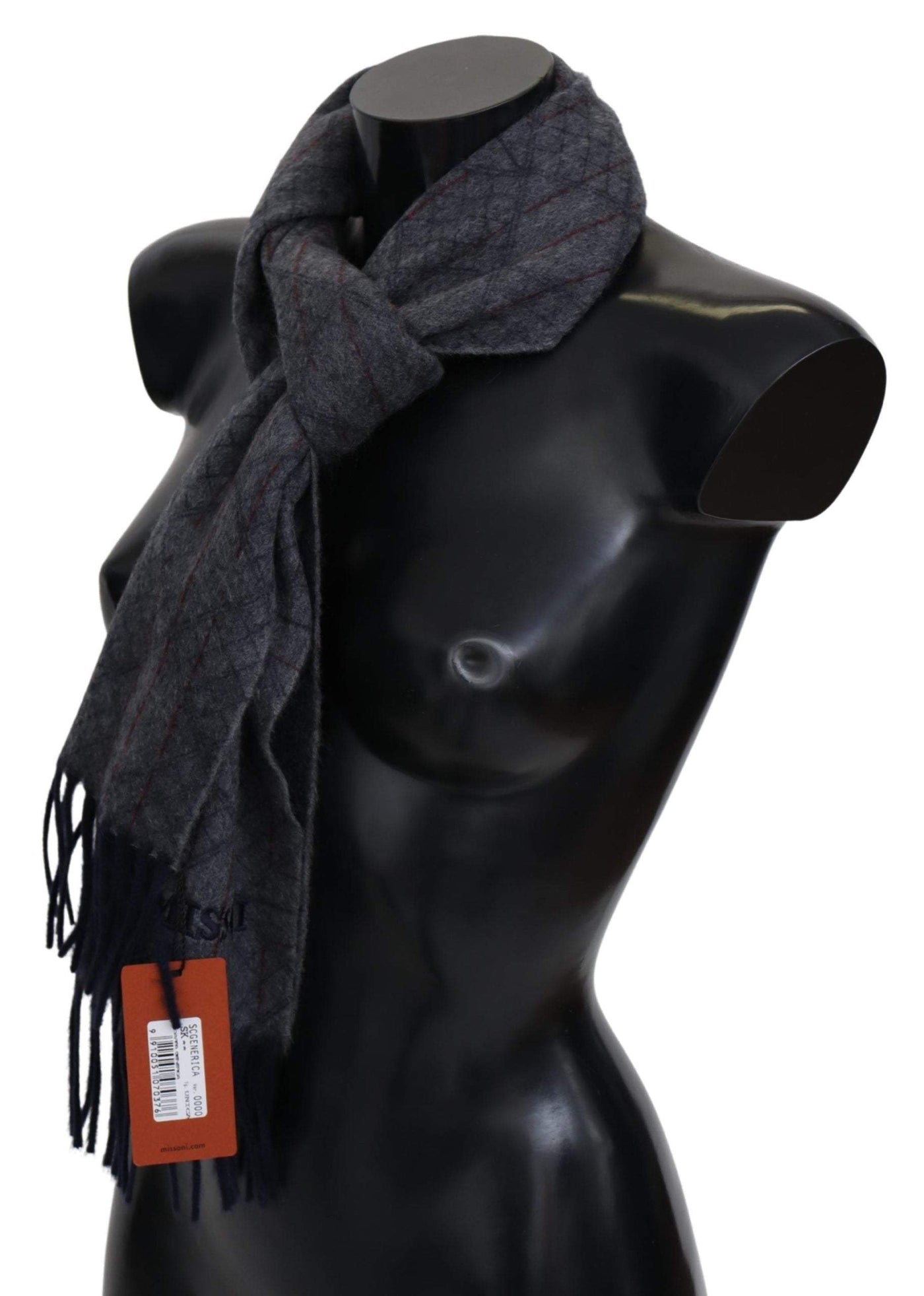 Missoni Gray Patterned Cashmere Unisex Neck Wrap Scarf #men, feed-agegroup-adult, feed-color-Gray, feed-gender-male, Gray, Missoni, Scarves - Men - Accessories at SEYMAYKA